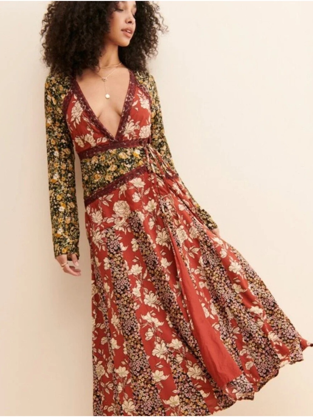 Free People Tilda Mixed Floral Wrap Maxi Dress